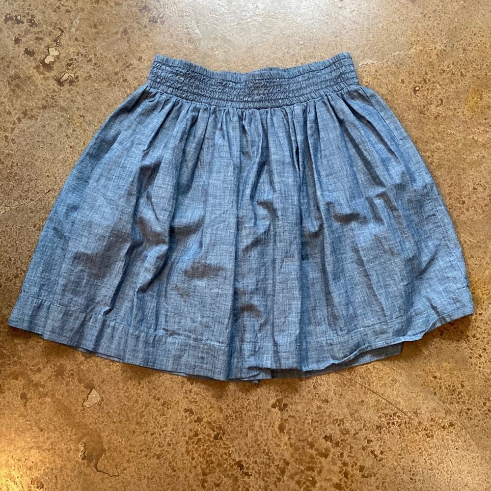 Banana Republic Chambray smocked waist gathered skater mini skirt